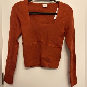 Abercrombie & Fitch Square Neck Corset Crop Knit
Sweater Top